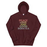 Load image into Gallery viewer, Peace Love and Good Boba Tea Unisex Hoodie